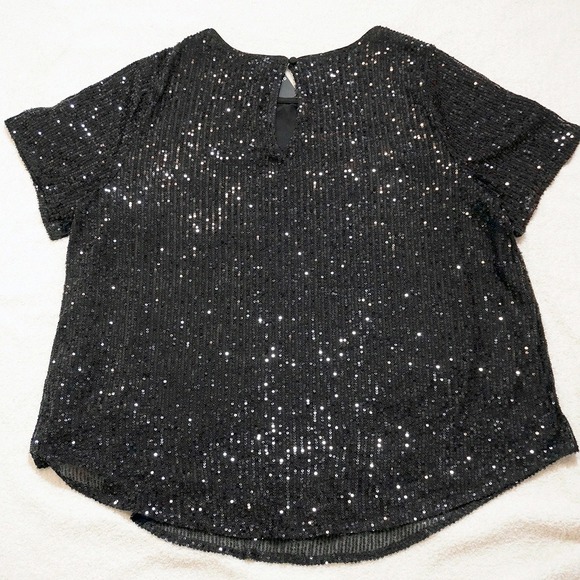 NWT Torrid Abbey Black Short Sleeve Sequin Top 2X Plus Size Party Holiday - Picture 3 of 5